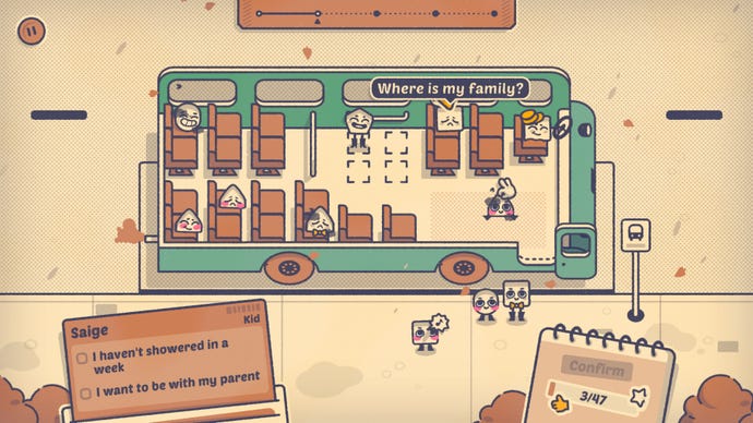 Placing people on a bus in Is This Seat Taken?
