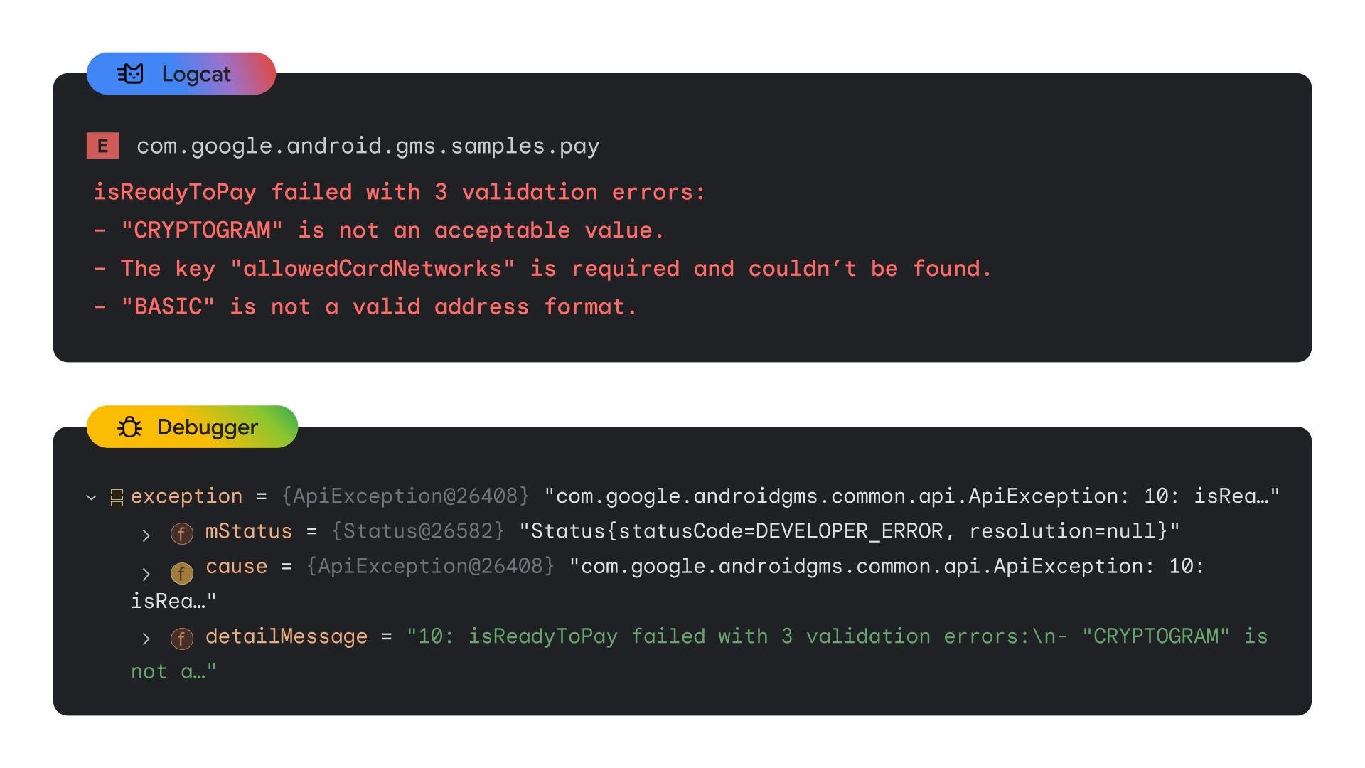detailed error messages