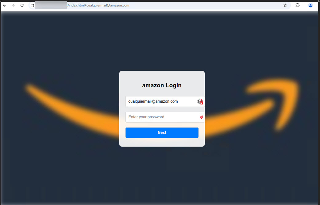 Figure 3. Admittedly, this is a rather crude example of a fake Amazon login page phihisng-dinamico-login-falso2