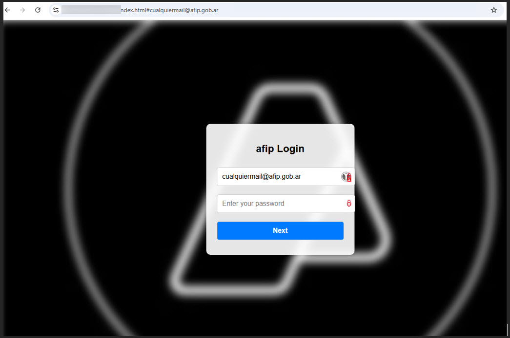 Figure 2. Fake login page for Argentina’s Federal Administration of Public Income (AFIP) phihisng-dinamico-login-falso3