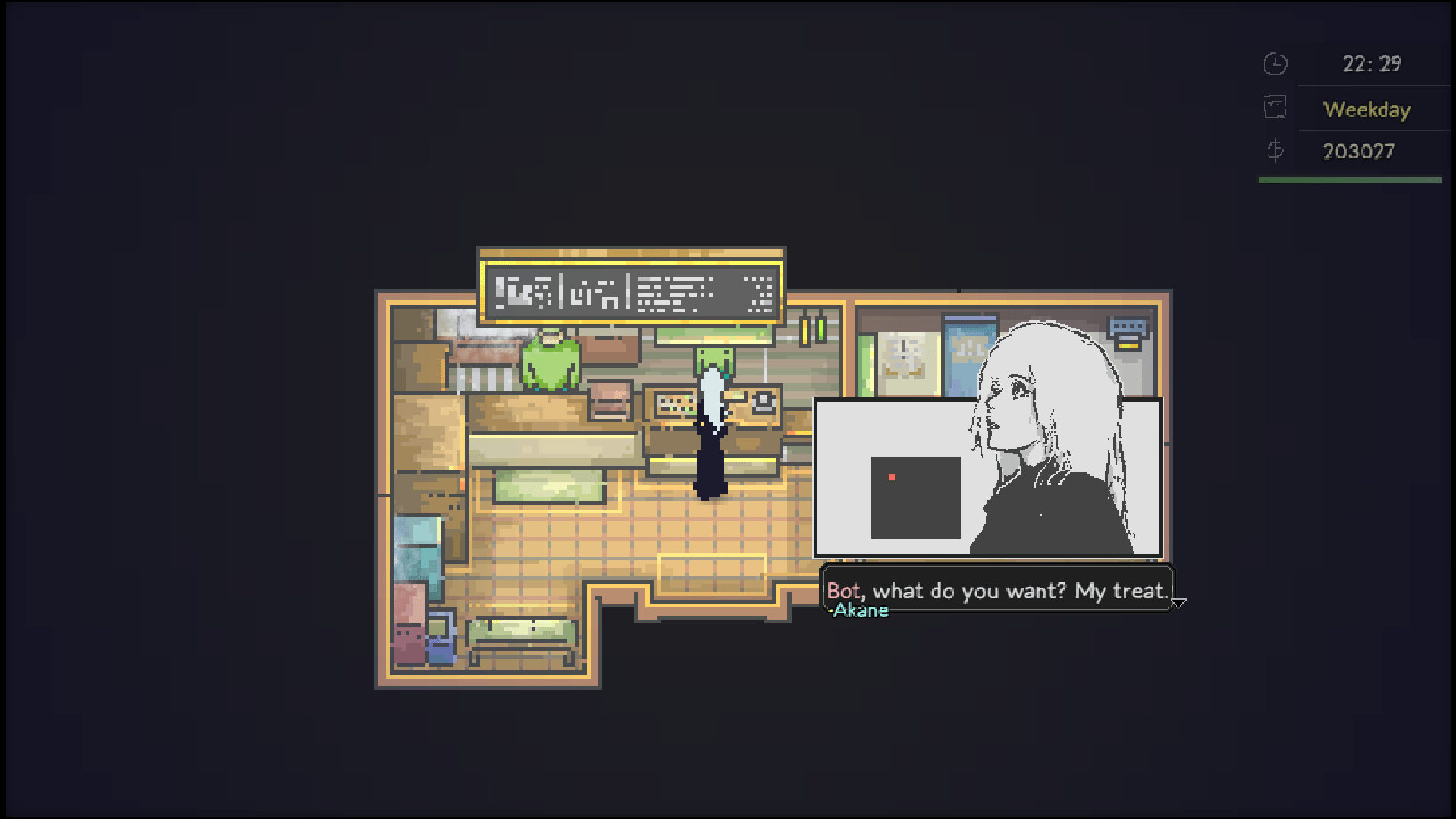 Arkane ordering a snack in Artis Impact.