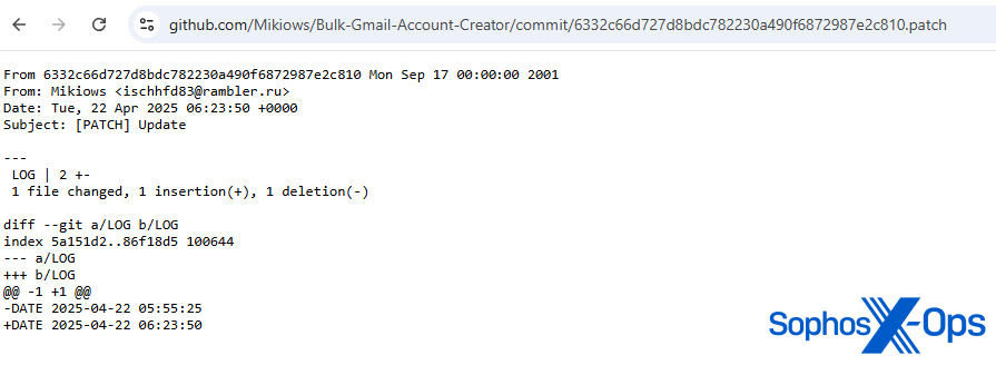 A screenshot of a Github commit