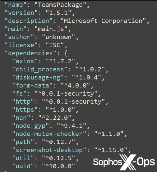 A screenshot of a JSON file