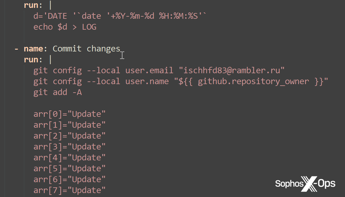 A screenshot of part of a YAML file
