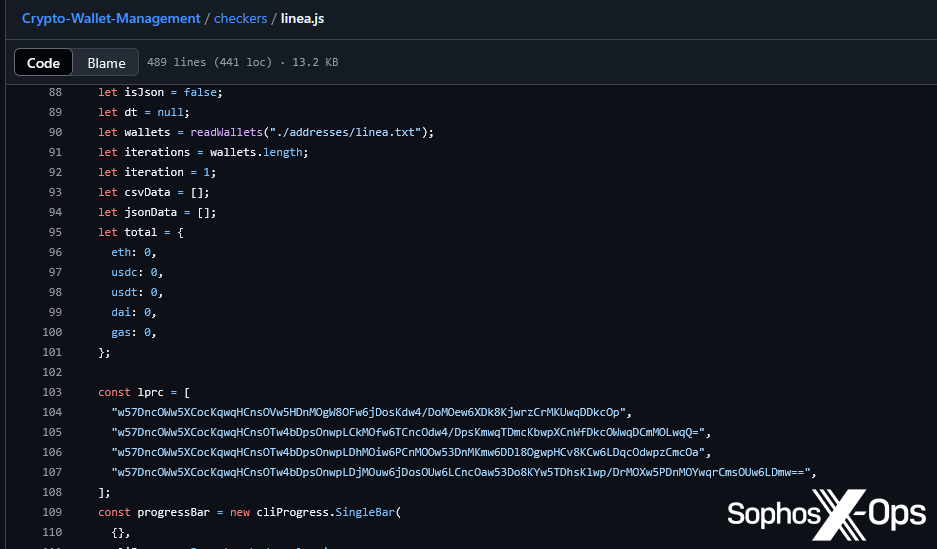 A screenshot of JavaScript code, viewed on GitHub via a browser