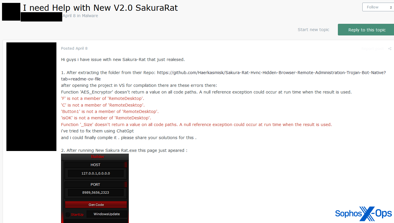 A screenshot of a post on a cybercrime forum