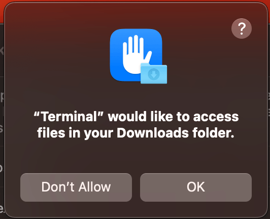 TCC access permission window