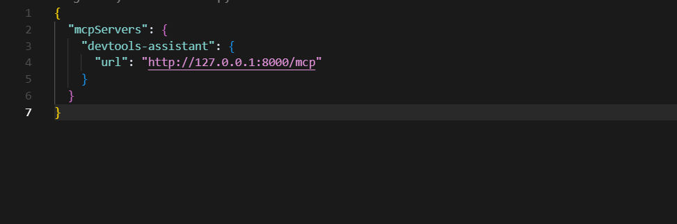 Cursor client pointed at local MCP server