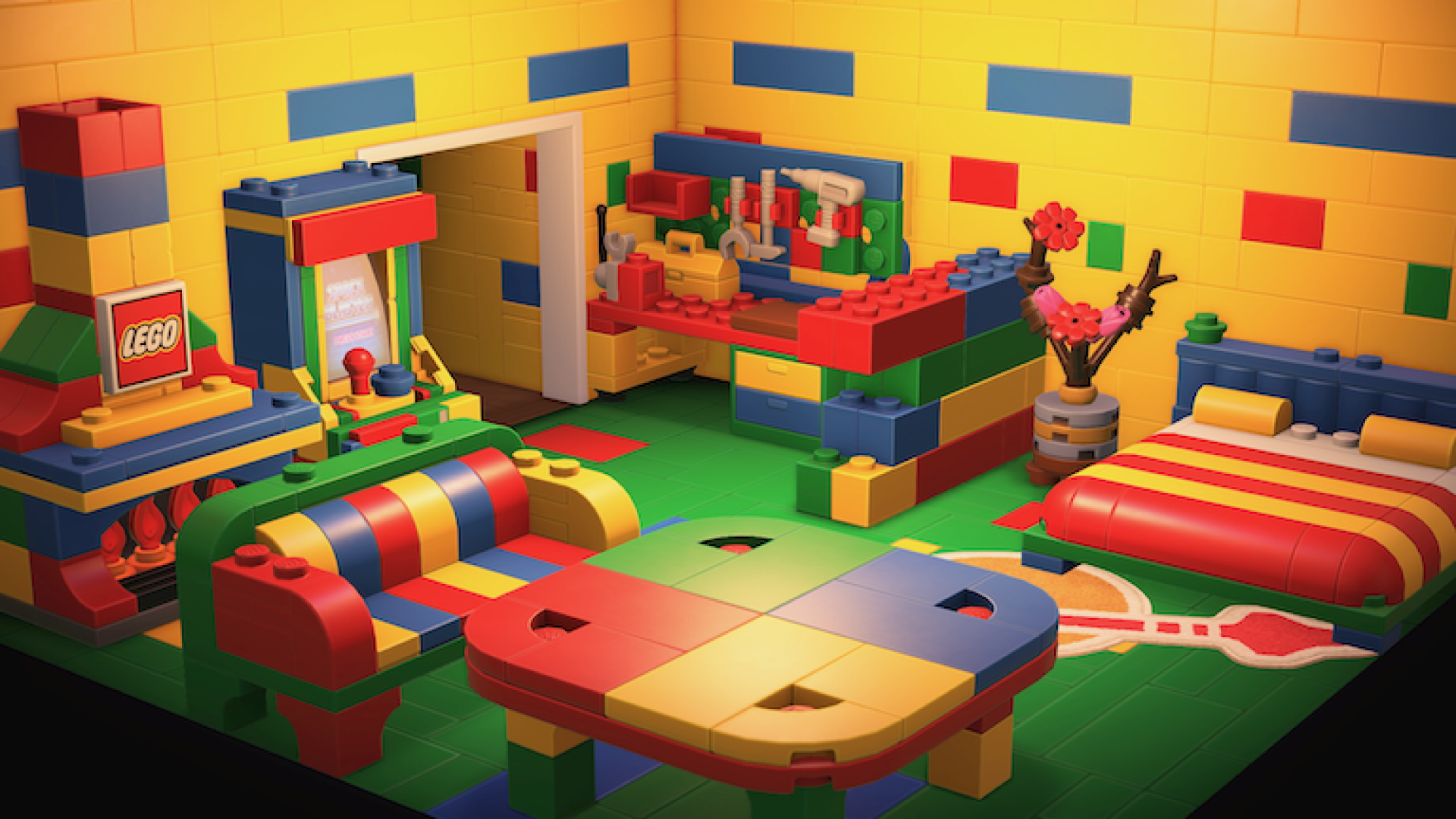 An Animal Crossing house full of Lego items