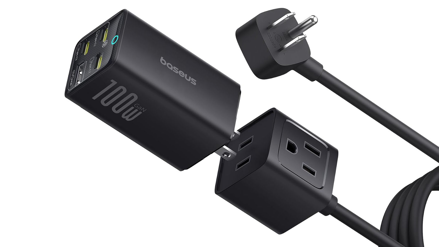 Baseus 100W GaN charger with removable mini power strip.